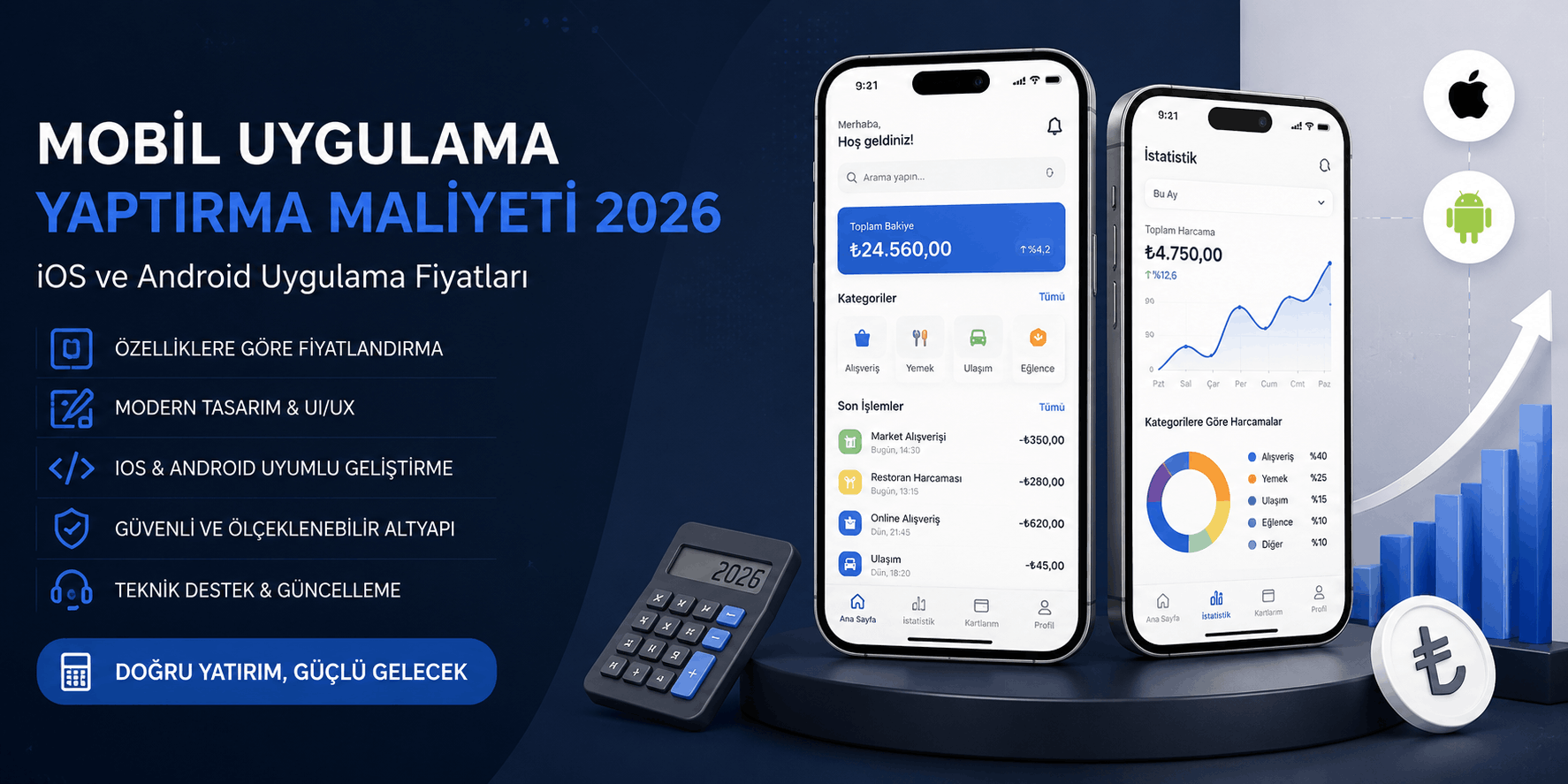 Mobil Uygulama Yaptırma Maliyeti 2026: iOS ve Android Uygulama Fiyatları